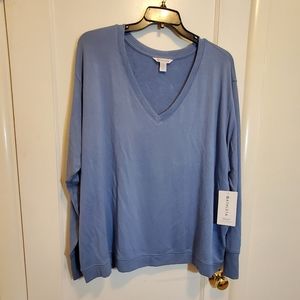 NWT Athleta light blue/grey sunrise v neck sweatshirt